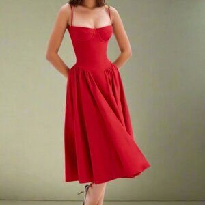 NWT Chiara London Red Corset Summer Dress | Size Small